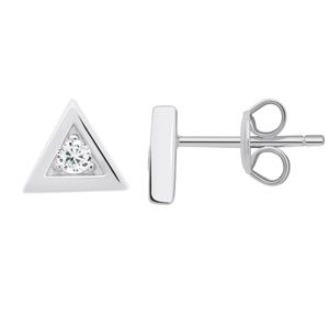 Crislu Triangle Frame Stud Earrings in Platinum